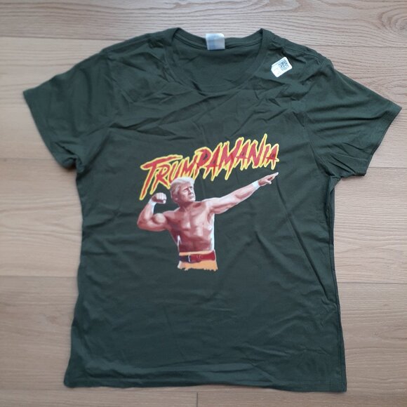 Trumpamania - Trump Hulk Hogan - New Women's Large Olive Green T-Shirt - Picture 4 of 4